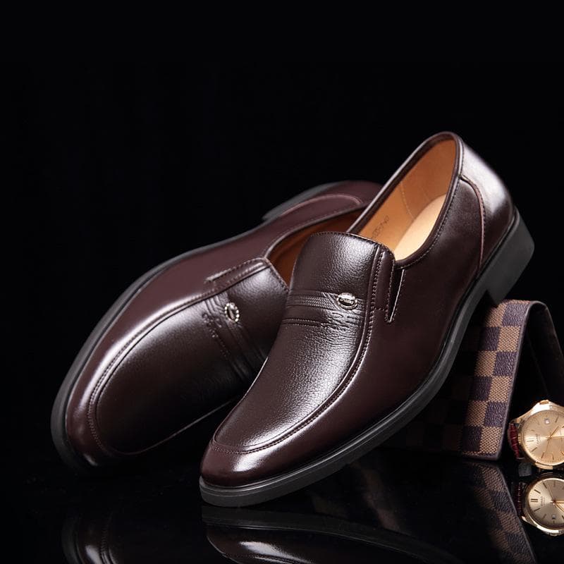 Leather Men Formal Shoes Luxury Men's Loafers Dress Moccasins Breathable Slip on Black Driving Shoes Plus Size 43 brown