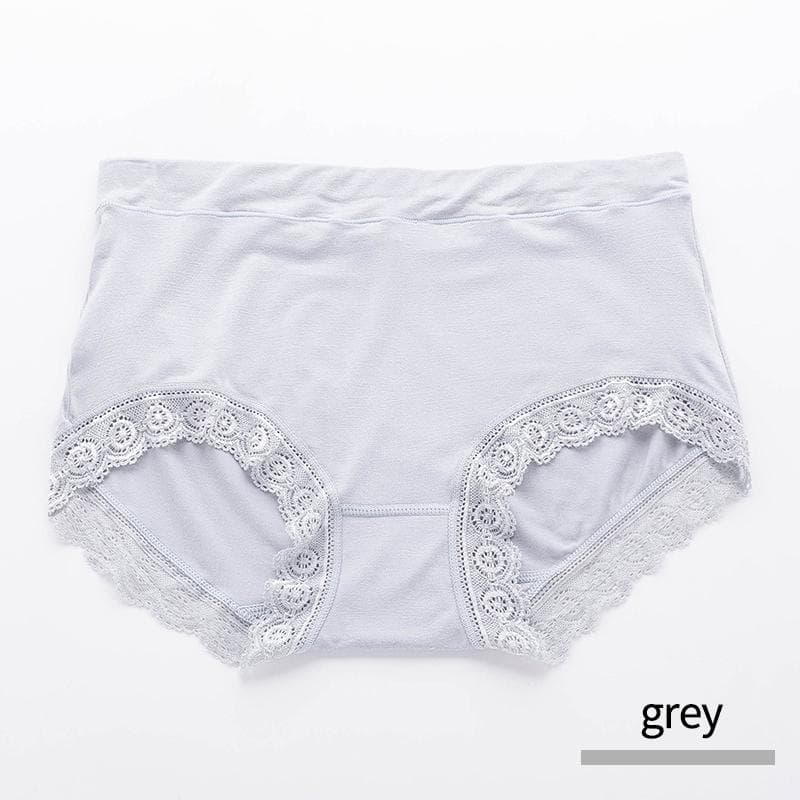 4-5Pcs/Lot Mid-High Waist Women's Panties Cotton Crotch Lace Breathable Tummy Large Size Women's Triangle Pants Underwear Briefs L grey