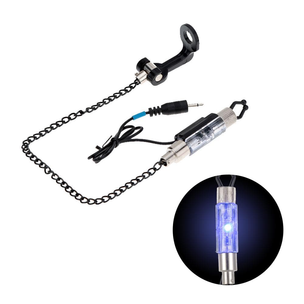 Iron Fishing Bite Alarm Chain Hanger Swinger LED Illuminated Indicator blue