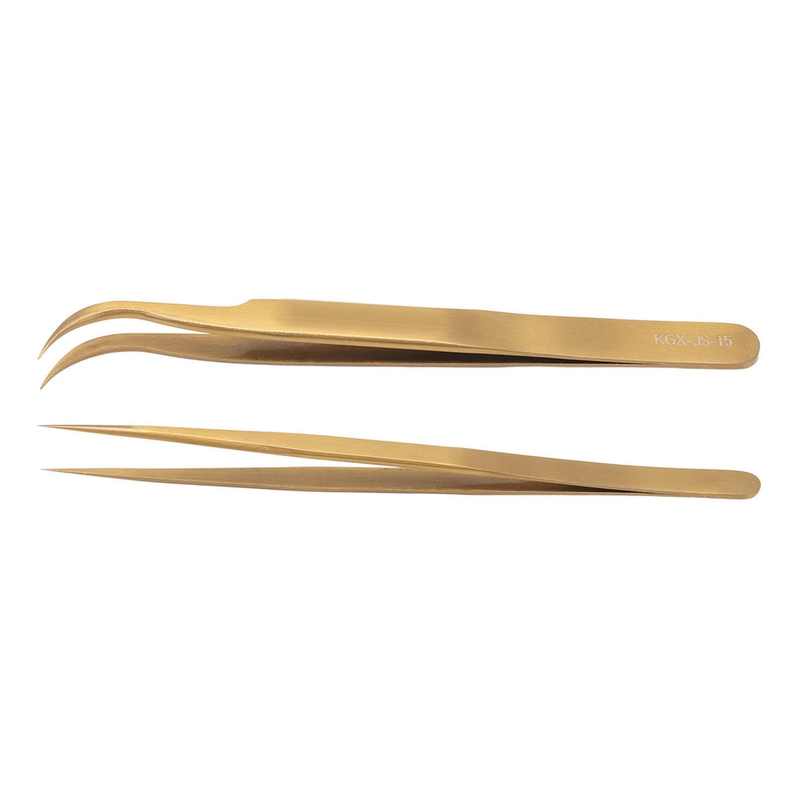 Tweezer Set Aluminum Alloy Curved Straight Head Anti Magnectic Accuracy Tweezer for PCB Soldering