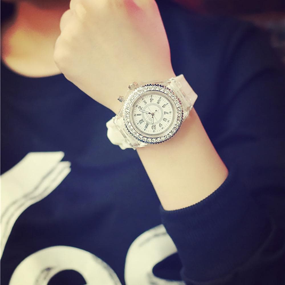 LED Backlight Sport Waterproof Quartz Wrist Watches white