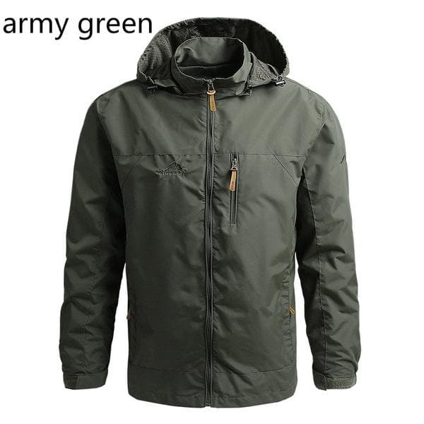 2021 Fashion Brand Waterproof Jacket Raincoat Men's Sportswear Outdoor Hooded Soft Shell Jacket Rainproof Jacket L army green