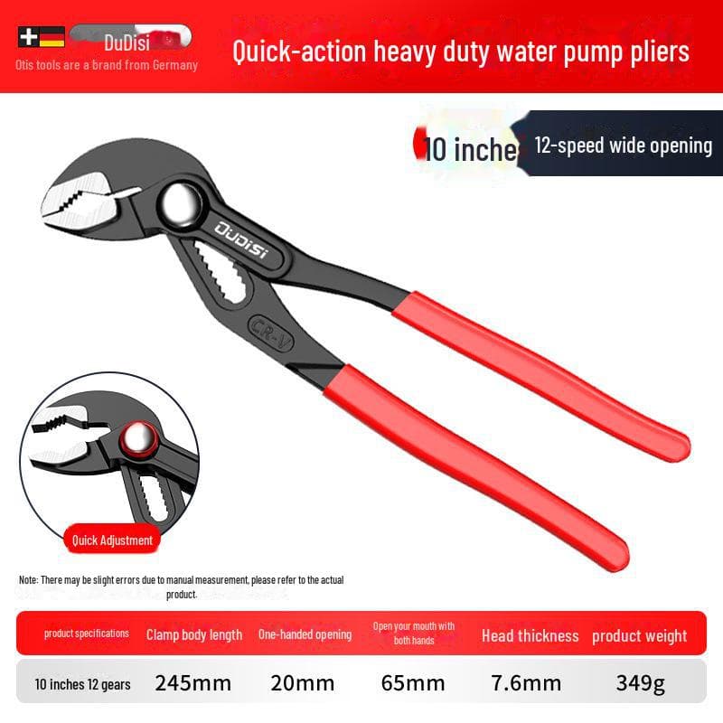 Otis Multifunctional Adjustable Red Pipe Pliers, 8 & 10 Fish Mouth Wrench
