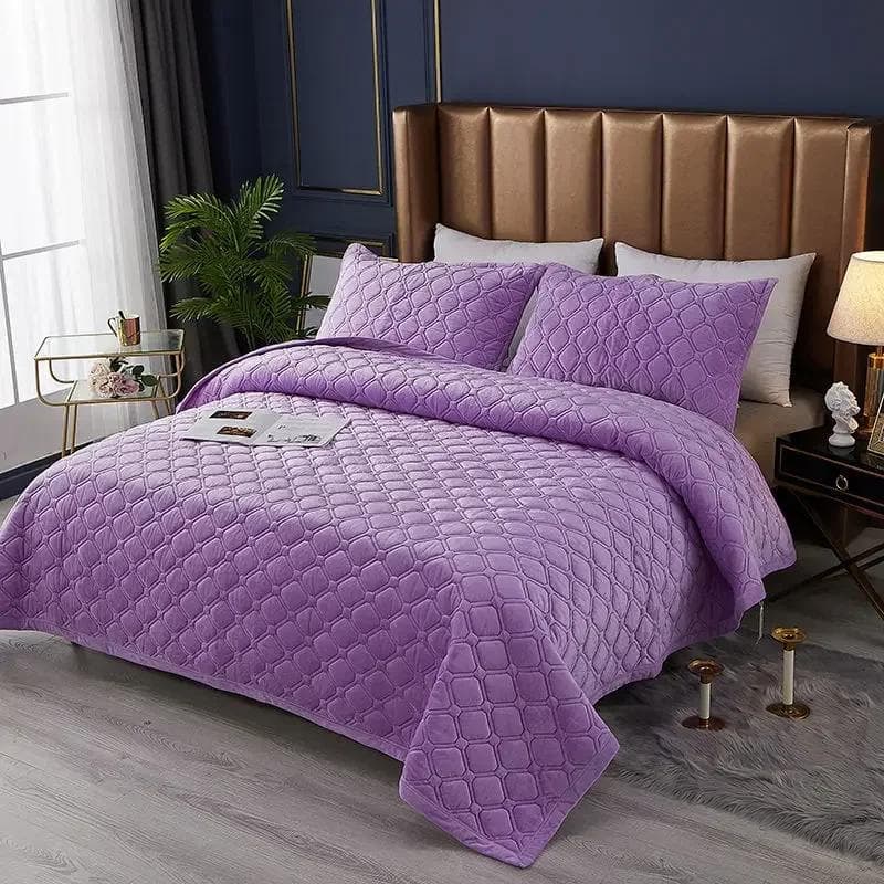 Thickened Bedspread Solid Colour Crystal Velvet Bed Cover Cotton-Padded Quilted Non Slip Sheet Blanket Children Queen Bedding 90x200cm 1pc
