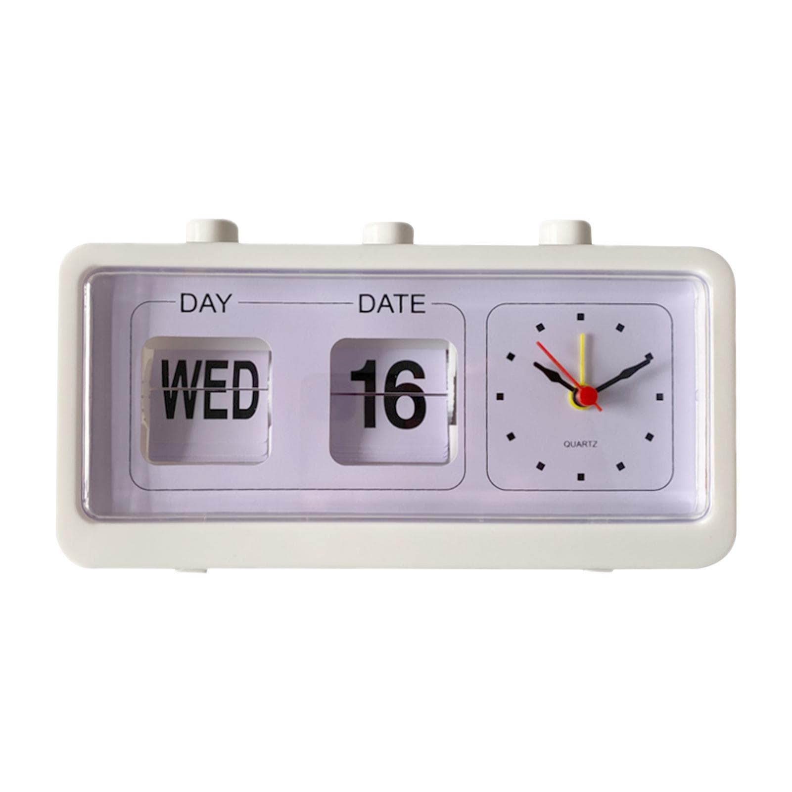 Desk Table Alarm Clock Manual Jump Calendar Desktop Alarm Clock for Study Room Office White white