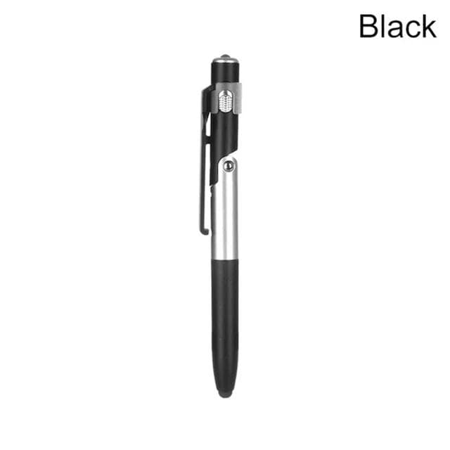 4 In 1 Multifunction Ballpoint Pen with Fold Phone Holder Night Read Writing Pencil Office School Stationery black