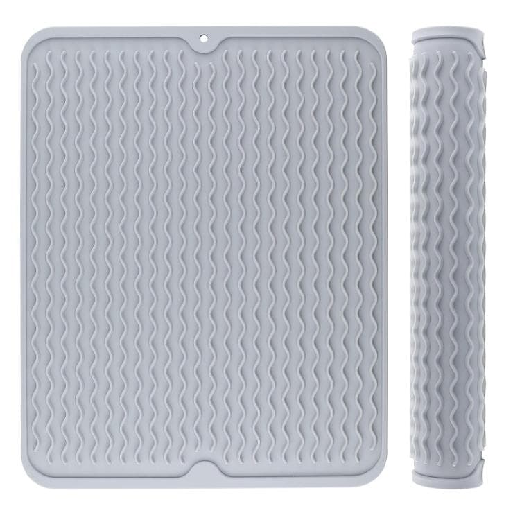 Silicone Dish Drying Mat Heat Resistant Drying Mat For Kitchen Counter Sink Refrigerator Drawer Liner Kitchen Drying Mat grey