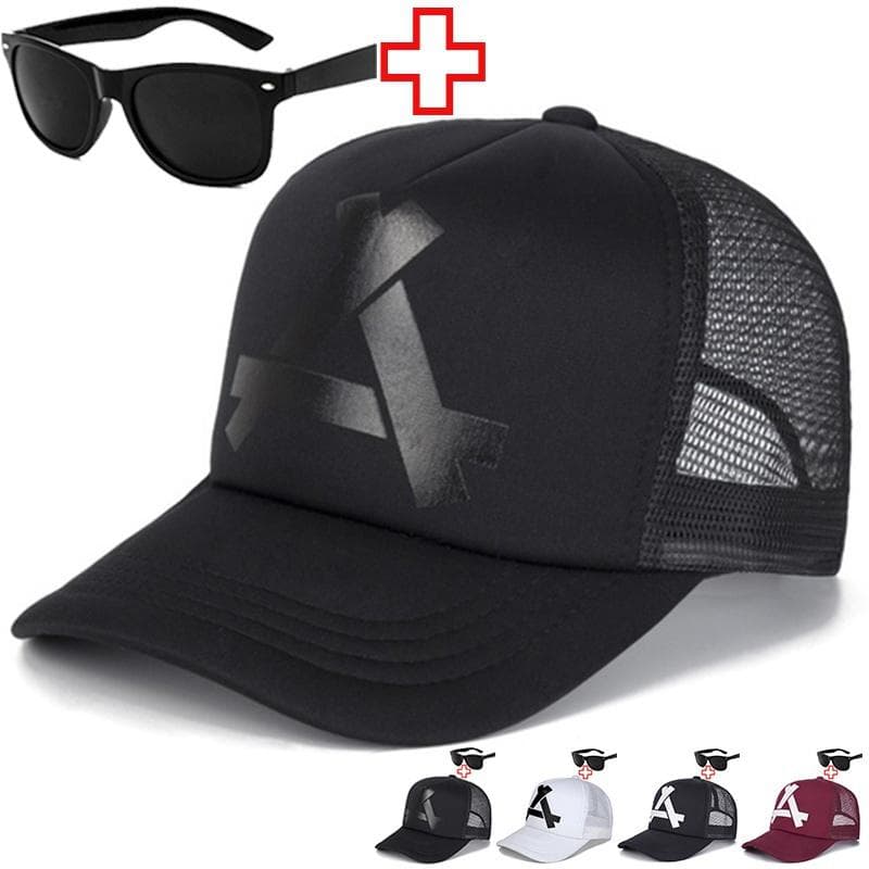 Summer Baseball Cap Golf Cap Sunshade Cap Sports Hip Hop Trucker Hat Men's and Women's Mesh Caps Travel Hat Hiking Hats glasses Dark blue