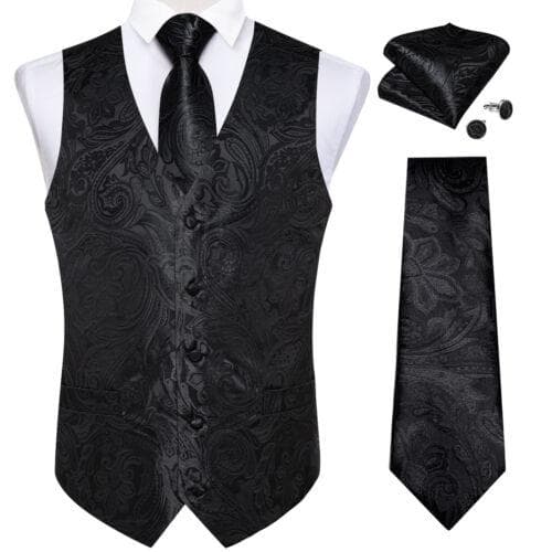 Dibangu Mens Yellow Paisley Vest Suit Waistcoat Hanky Cufflinks Tie Set Wedding XL