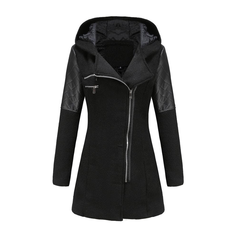 Women's Autumn and Winter Hooded Woolen Coat Thermal Jacket XXXL