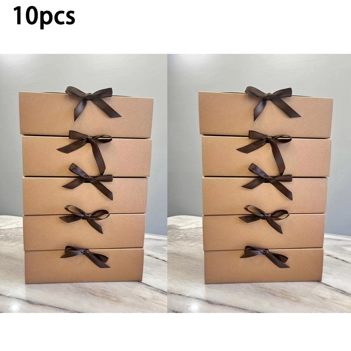 10pcs gift Boxes for wedding, large h Kraft Paper gift boxes for jewelry, Black Gift Boxes with Ribbon for Bridesmaid, Birthday Present boxes 10pcs brown