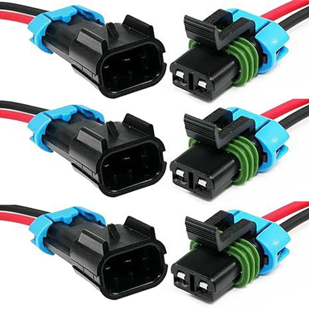 2 Pin Auto Waterproof Connector Cable Sealed Electrical Wire Connector Male Female Plug Cable Set 3 sets black