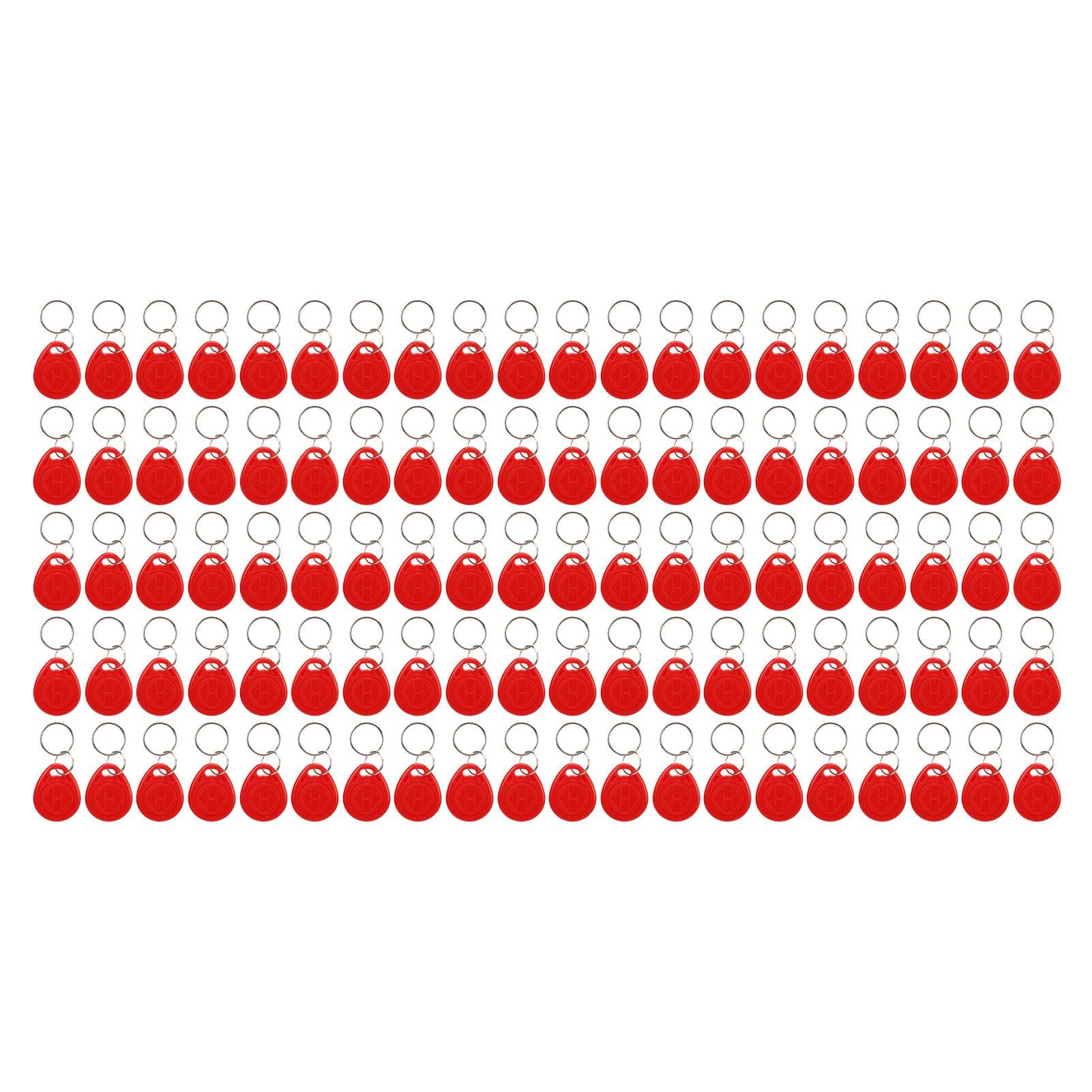 100PCS RFID Fob 125KHz Waterproof Sensitive Induction Proximity ID Card Token Tag for Door Entry red
