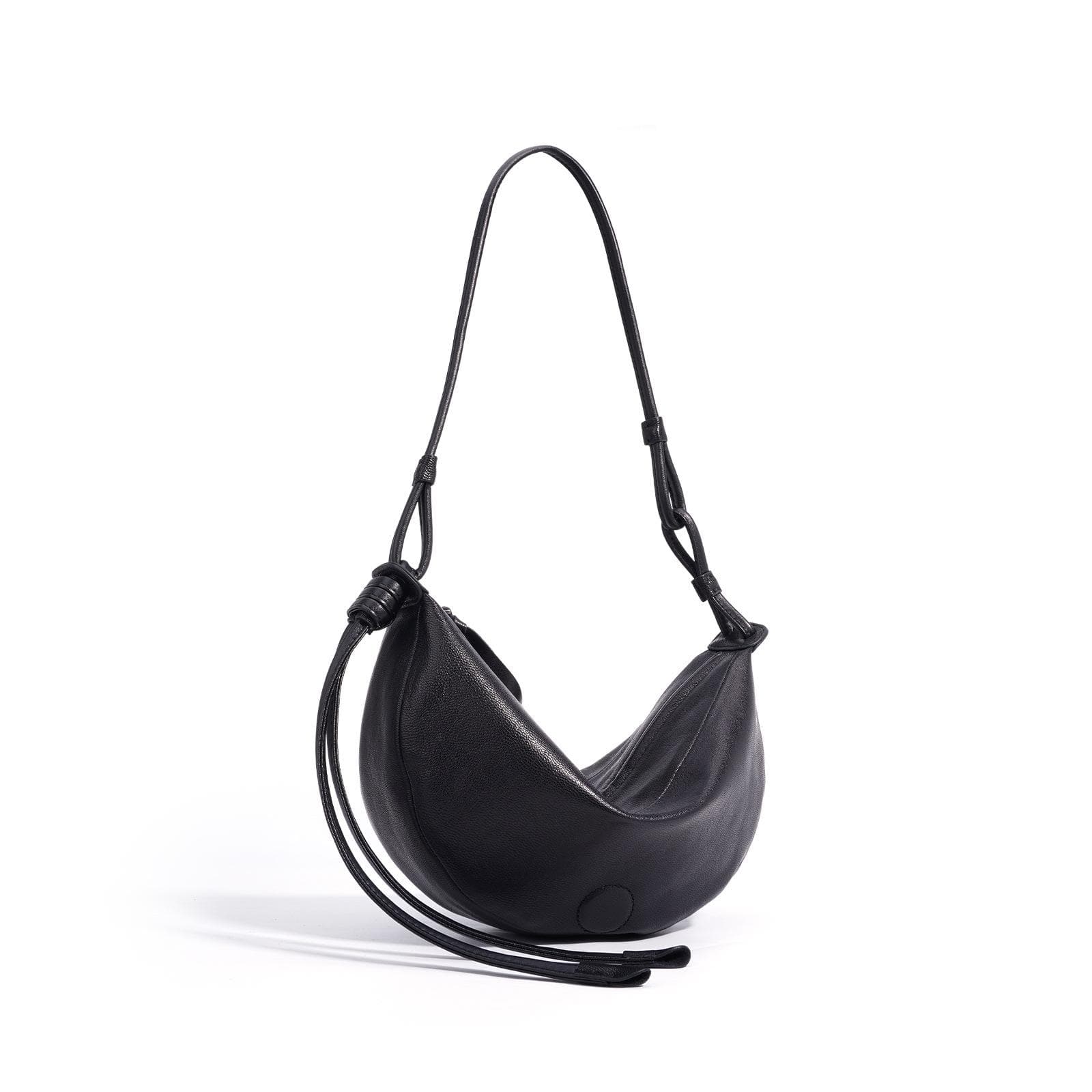 Niche Half-month Dumpling Bag for Women with Minimalist Style Delicate Leather Bag Retro Leather One-shoulder Crossbody Bag black