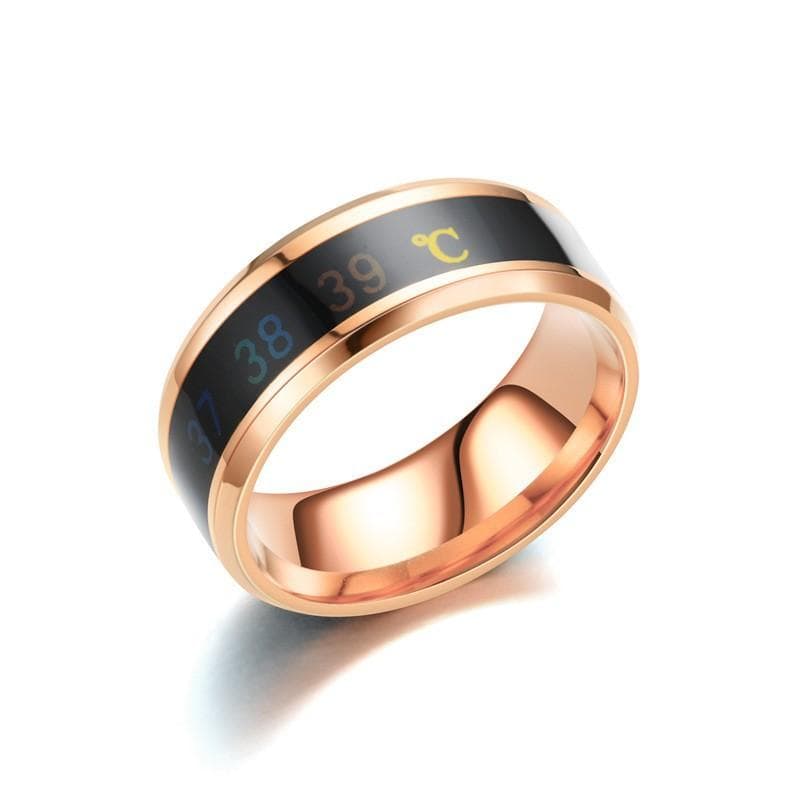 Intelligent Temperature Sensitive Titanium Steel Mood Ring in 5 Colors for Women and Men, Waterproof Emotion Feeling Jewelry 8 rose gold