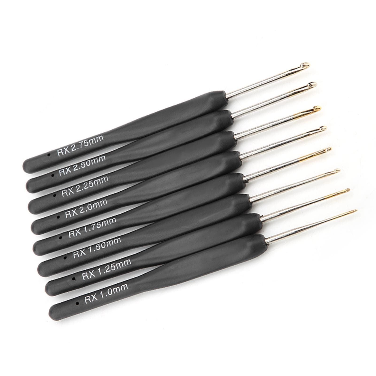 Black Soft Handle Crochet Hooks Aluminum Hook Set Knitting Weave DIY Craft Needles Small Size white