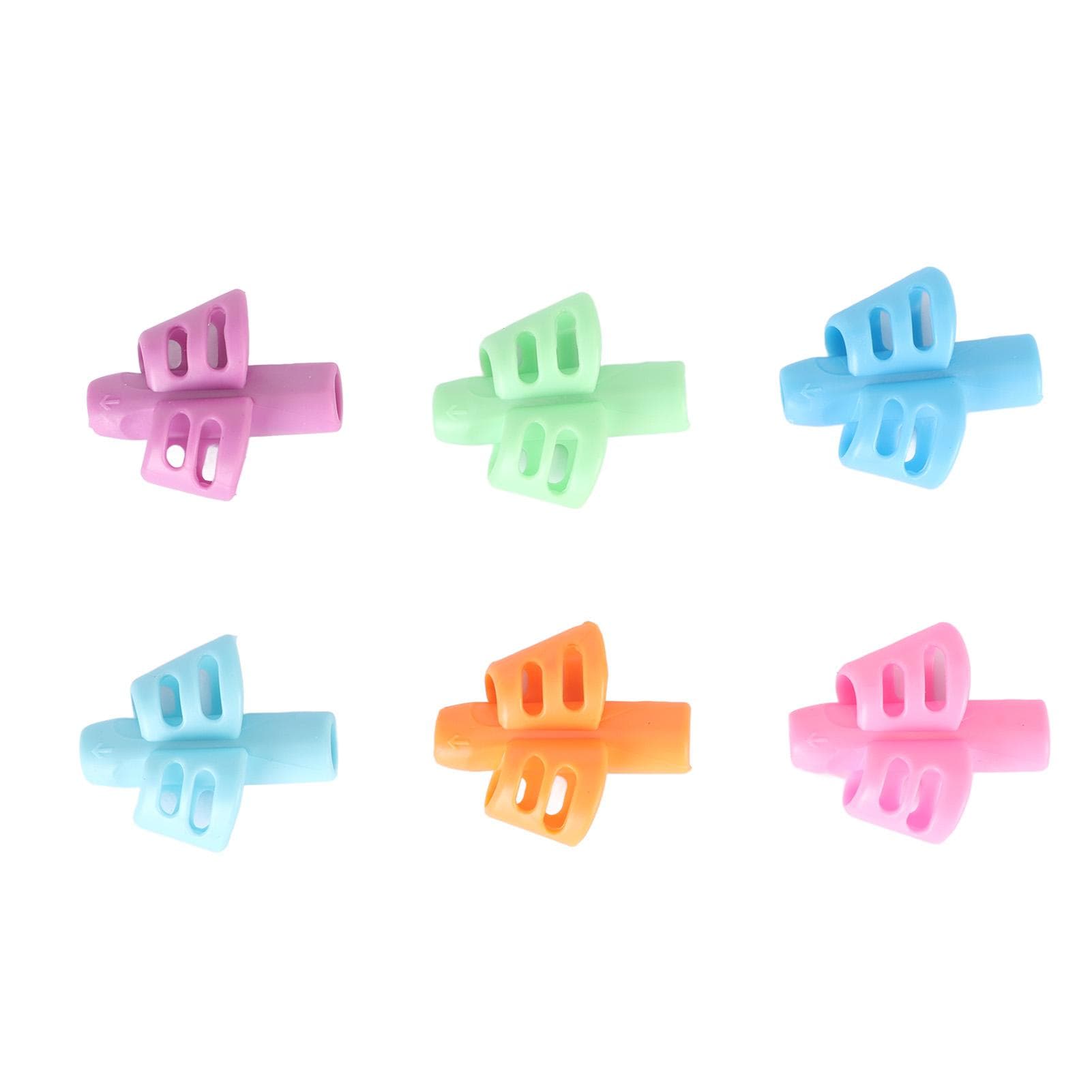 6Pcs Writing Grips Anti Slip Soft Silicone Ergonomic Hollowed Handwriting Pencil Holder for Home