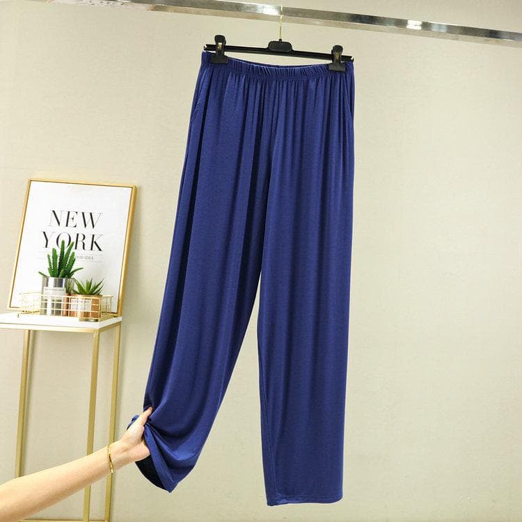 Men's Summer Loose Modal Pants - Lightweight, Versatile, High-Waist, Wide-Leg Pajama Trousers with Pockets 6XL