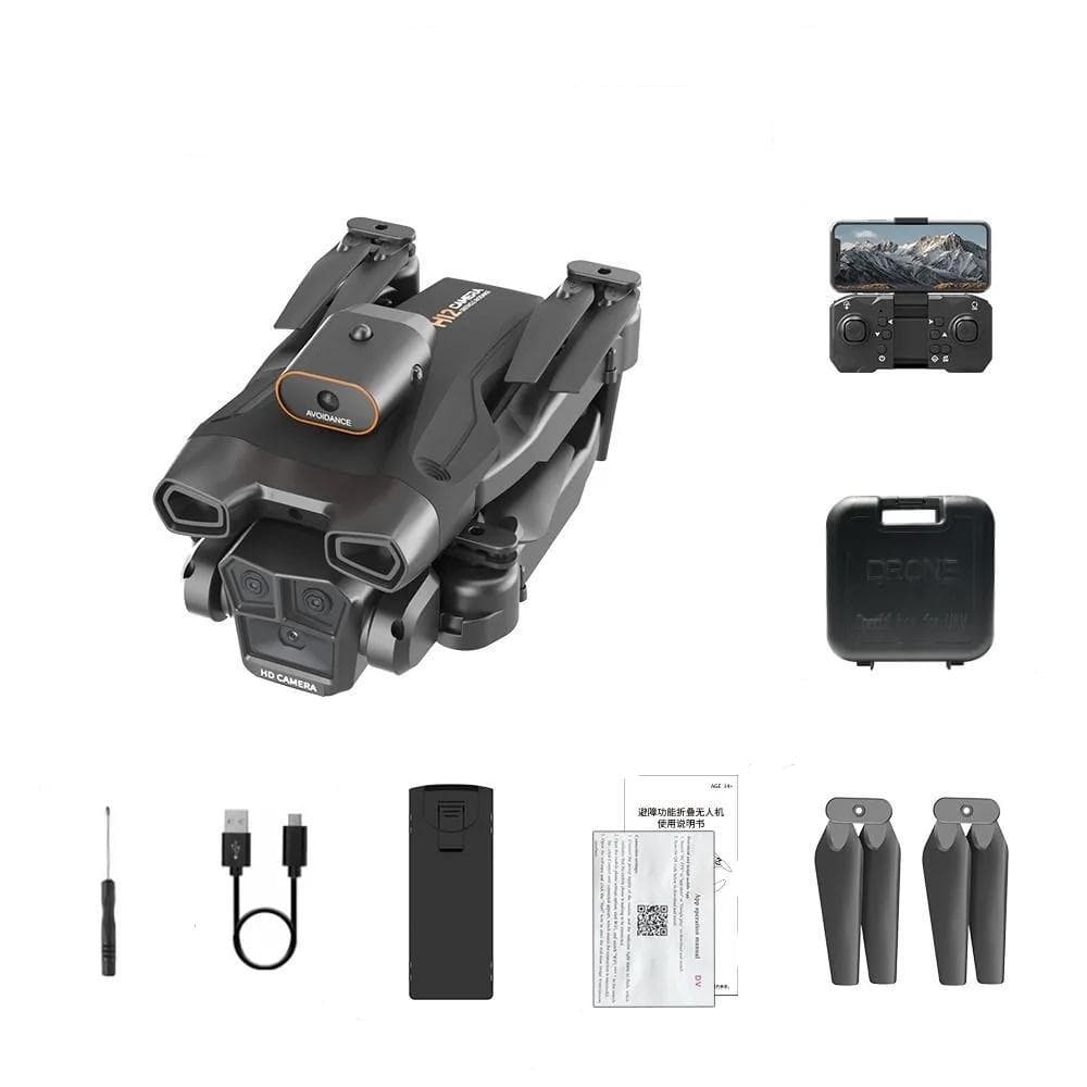 LYZRC H12 Mini Drone Three-camera Wide-angle Optical Flow Positioning Four-way Obstacle Avoidance Remote Control Quadcopter Toy Gift Children 1 battery black