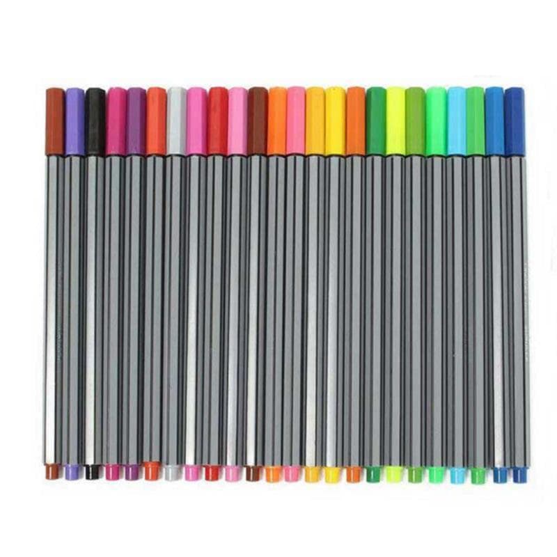 SKYGLORY Fineliner Pens 0.4mm Fine Tip Marker Drawing Color Pens Set Art Office School 24 Colors