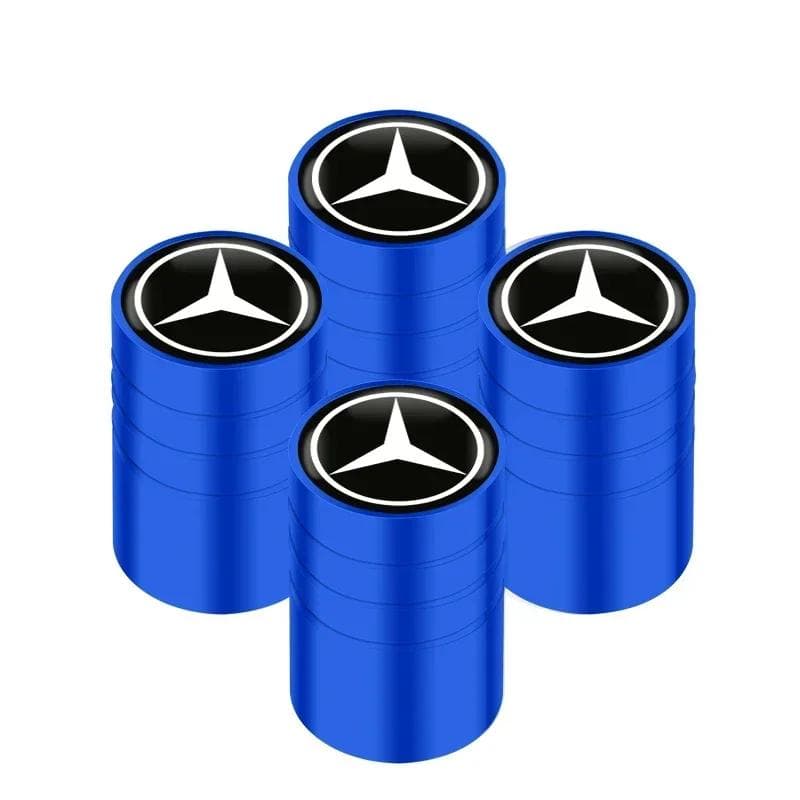 New For Mercedes Benz 4Pcs Car Wheel Tire Air Valve Caps Stem Cover with Color Brand Logo for Mercedes benz A B R G Class GLK GL