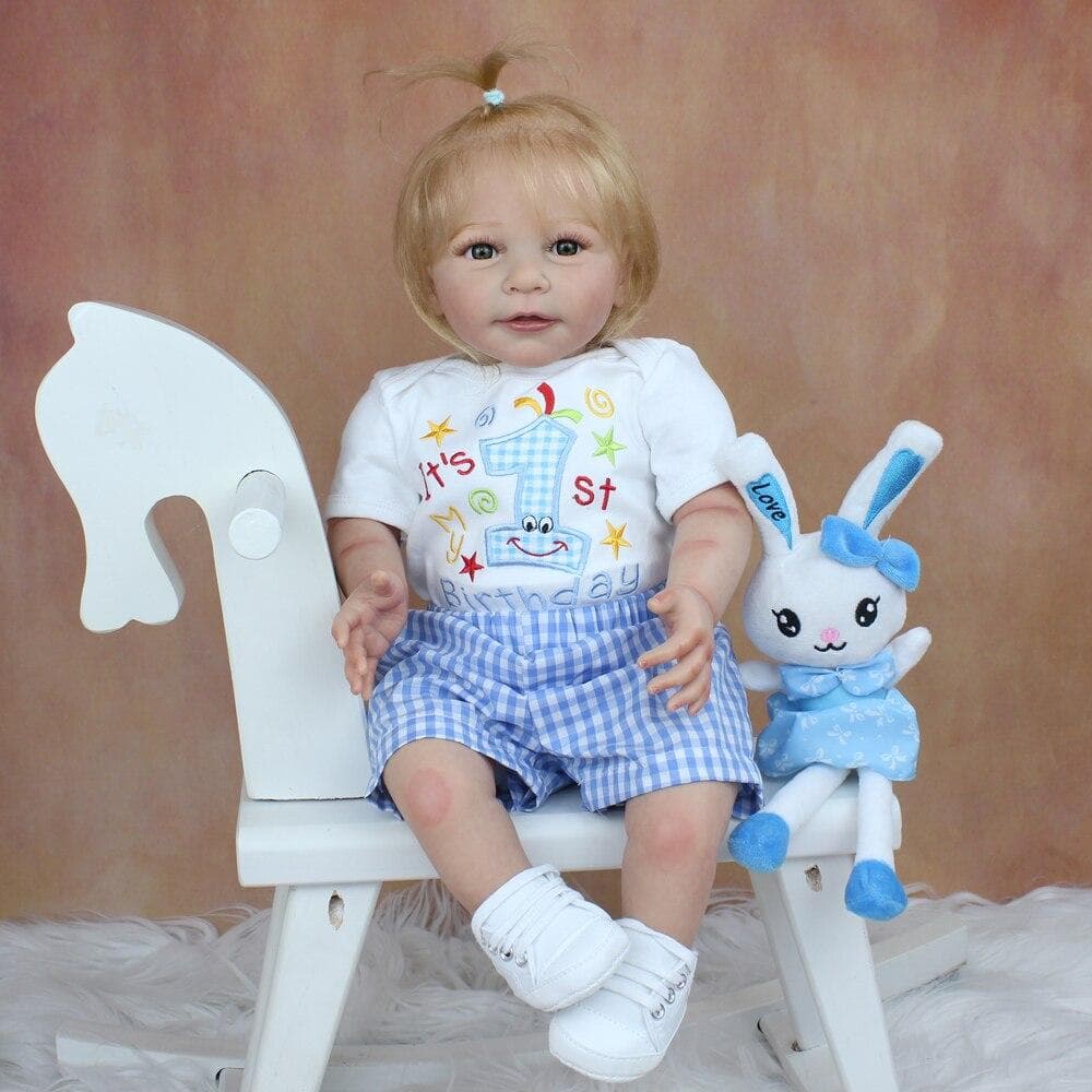 BZDOLL 55CM 3D Paint Skin Silicone Reborn Baby Doll Have Blood Vessels Lifelike 22 Inch Blonde Lisa Princess Toddler Girl Birthday Toy 55cm 3D-paint Skin Doll