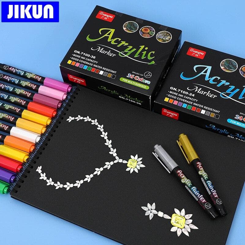 12/24/36 Colors Acrylic Paint Pens Brush Marker Pen for Rock Painting, Stone, Ceramic Glass Wood Canvas DIY Art Making Supplies MYY 36 COLORS MARKRERS