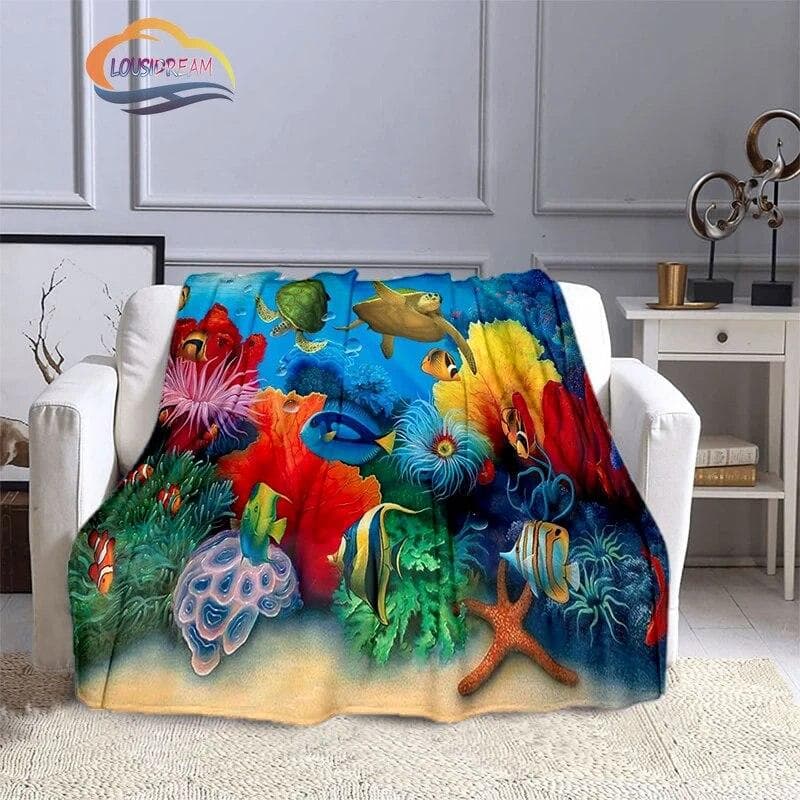 Marine Life Blanket Fashion marine organism Oceanic dolphins Flannel Quilt Cover Travel Bedding Throw Bedspread 75x90cm