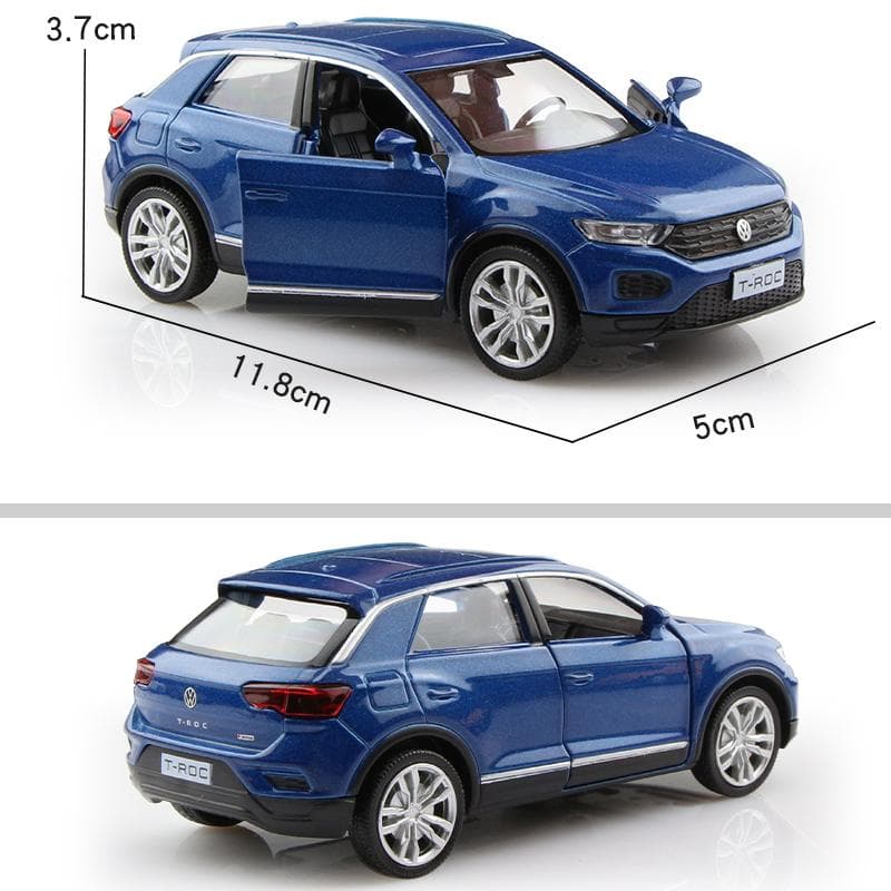 Volkswagen T-ROC SUV Simulation Diecast & Toy Vehicle Pull Back & Doors Open RMZ city 1:36 Alloy Car Model Gifts For Children