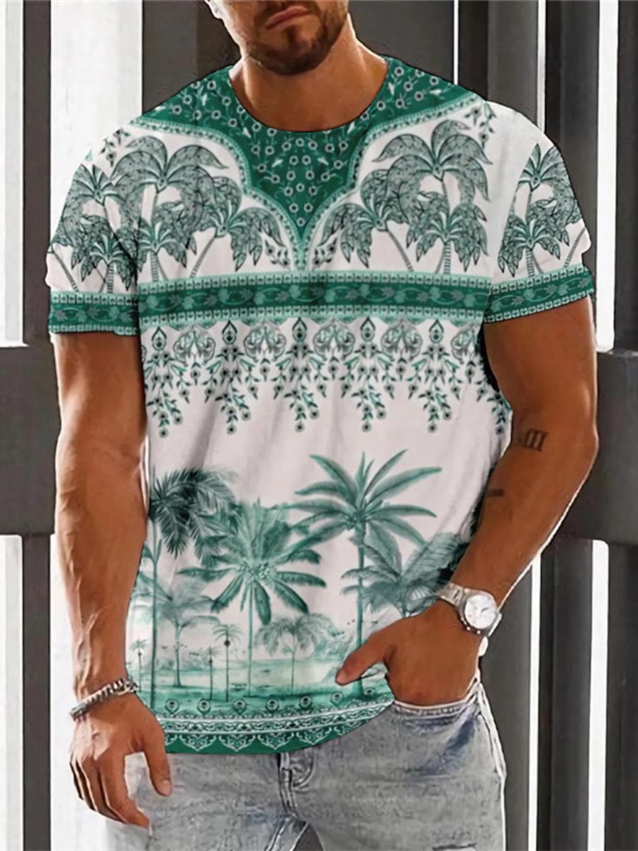 Vintage Ethnic T-shirt 3D Print Clothing O-neck Men Tops Oversized Short Sleeve Tee Summer Loose Male Streetwear Mens Clothes M