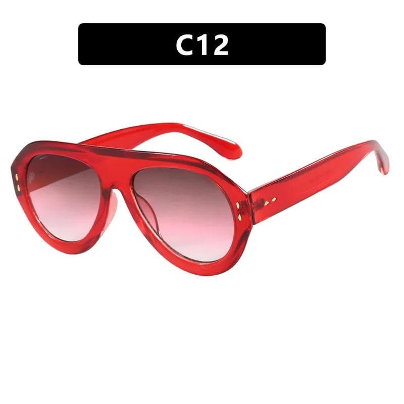 New Oversized Pilot Women Sunglasses Retro Red Rivet Sun Glasses Female Fashion Outdoor UV400 As Picturte