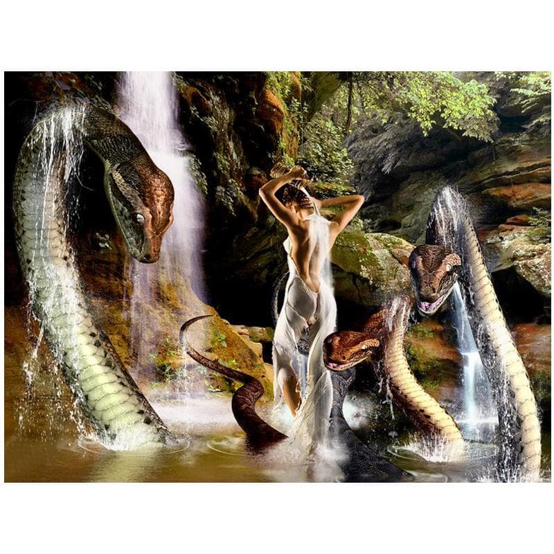 Diamond Painting Icons Diamond Embroidery Snake Banshee Beauty Full Round Rhinestone Cross Stitch 20X30CM