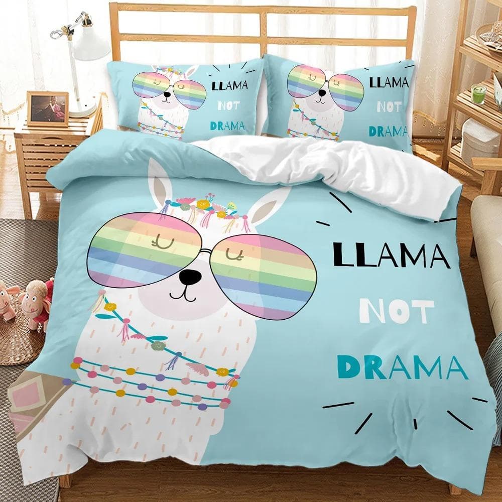 Animal Llama Cute Alpacas Bedding Set Boys Girls Twin Queen Size Duvet Cover Pillowcase Bed Kids Adult Home Textileextile EU Double 200x200cm