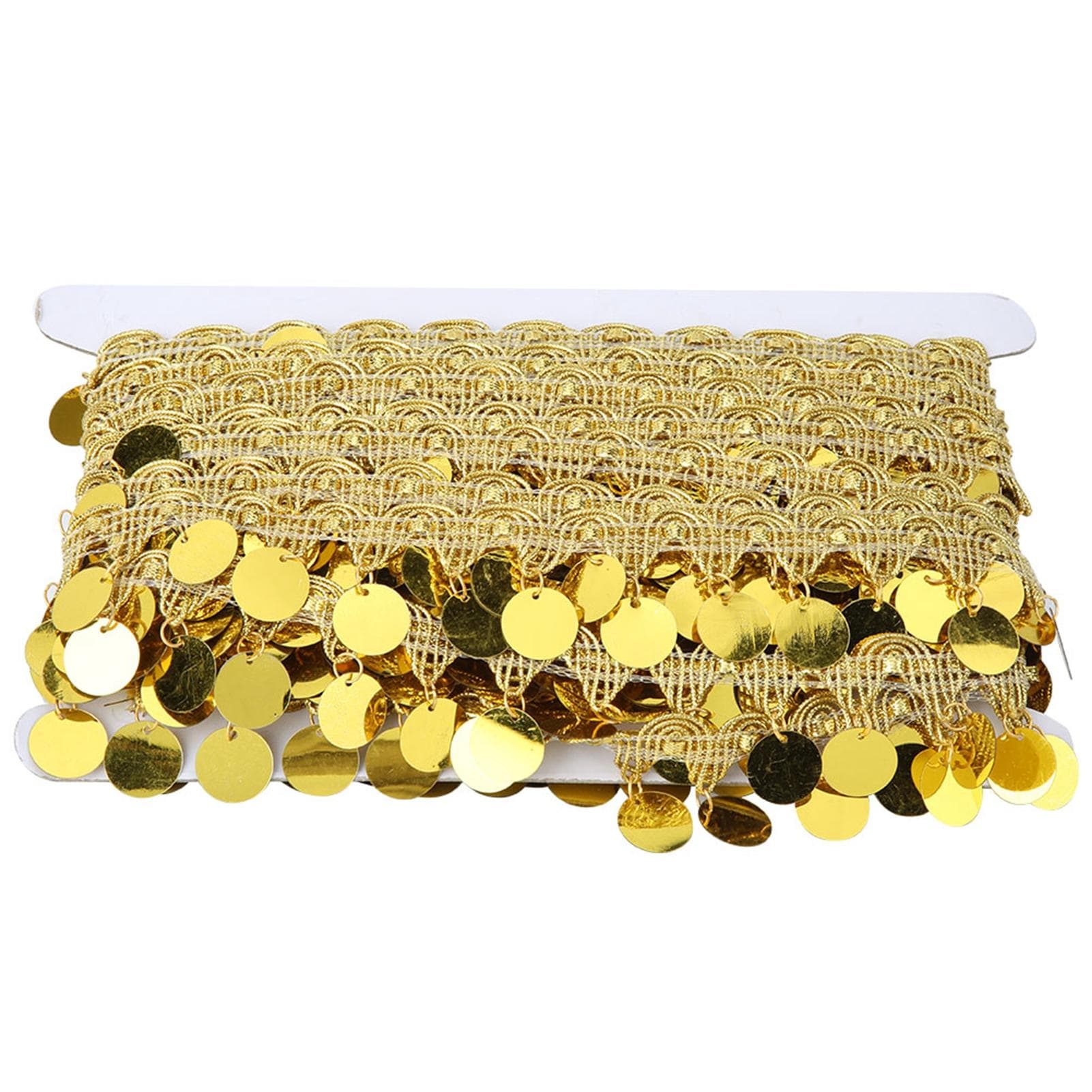 Belly Dance Tassel Belt Round Coin Hip Scarf National Clothes Supplies Accessories 10 Yards(Golden)
