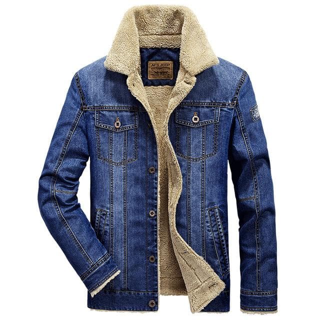 Winter Thick Fleece Lined Denim Jackets Fashion Mens Warm Outerwear L