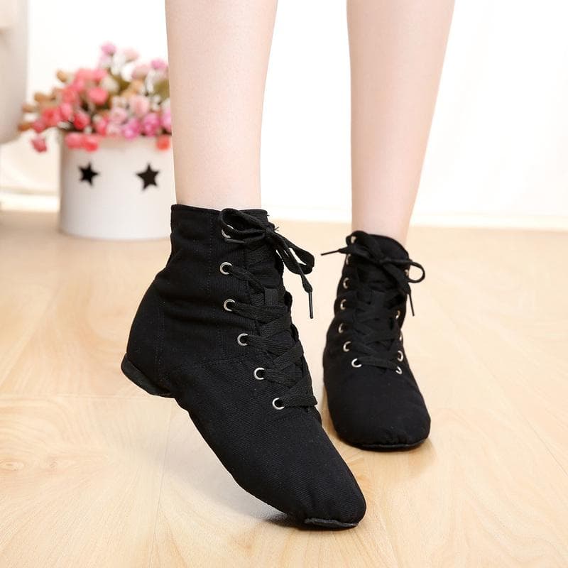 Soft Canvas Women Sports Jazz Dance Shoes Lace Up Dancing Boots Sneakers 38