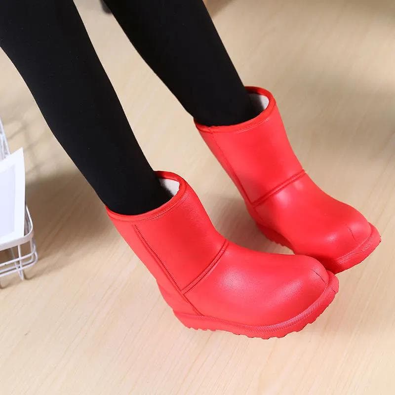 EVA Snow Boots Women's Plush Warm Waterproof Rain Boots Solid Color Anti-skid Flat Working Shoes 36-37