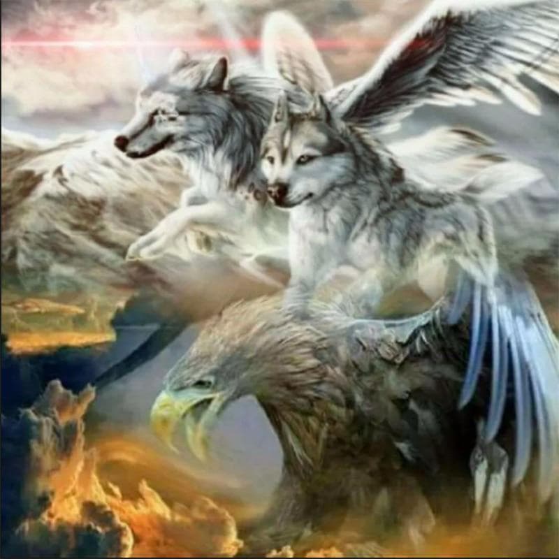 Diamond Embroidery Painting Cross Stitch Kits Wall Mosaic Wolf and Eagle Home Decor Gift 30x30CM