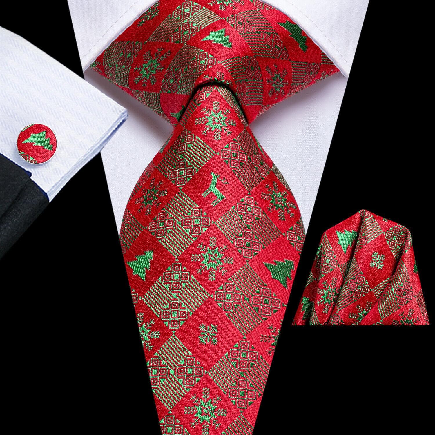Hi-Tie Ties for Men Silk Tie Sets Pocket Square Cufflinks Wedding Formal Business Party Mens Tie Sets N-3744