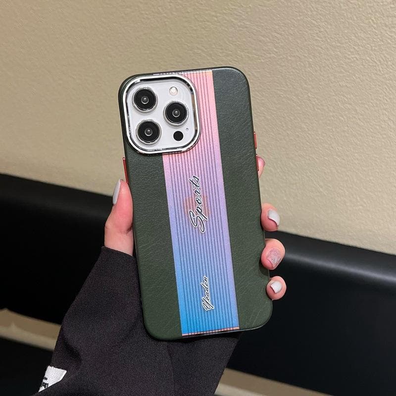 Suitable for IPhone14 Laser Leather-textured Phone Case, Apple 13ProMax Metal Lens Ring, 12 Anti-drop Protective Case iPhone12promax