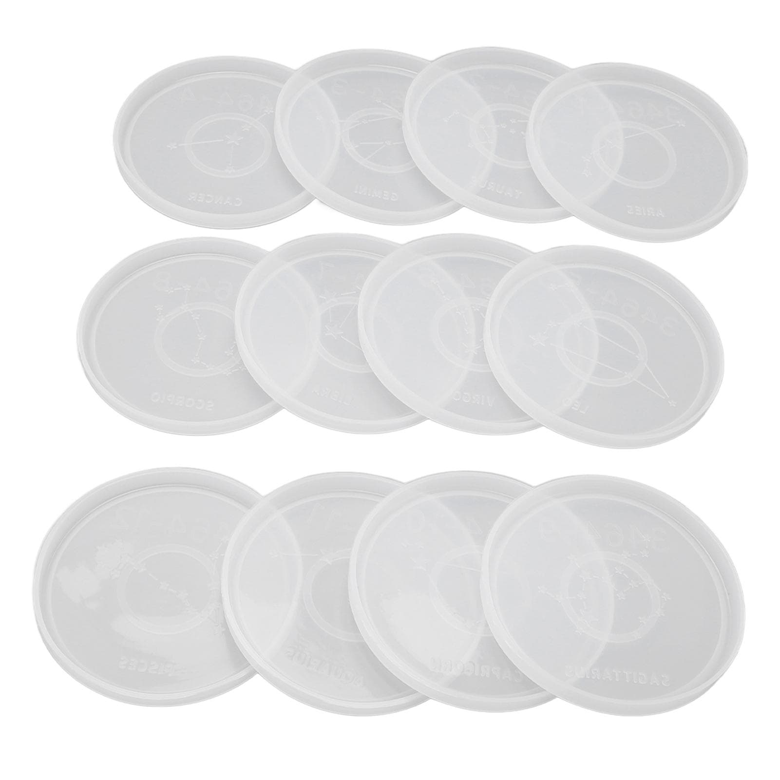 12PCS Coaster Molds DIY Hand Crafted Twelve Constellations Silicone Coaster Mold Easy Demoulding
