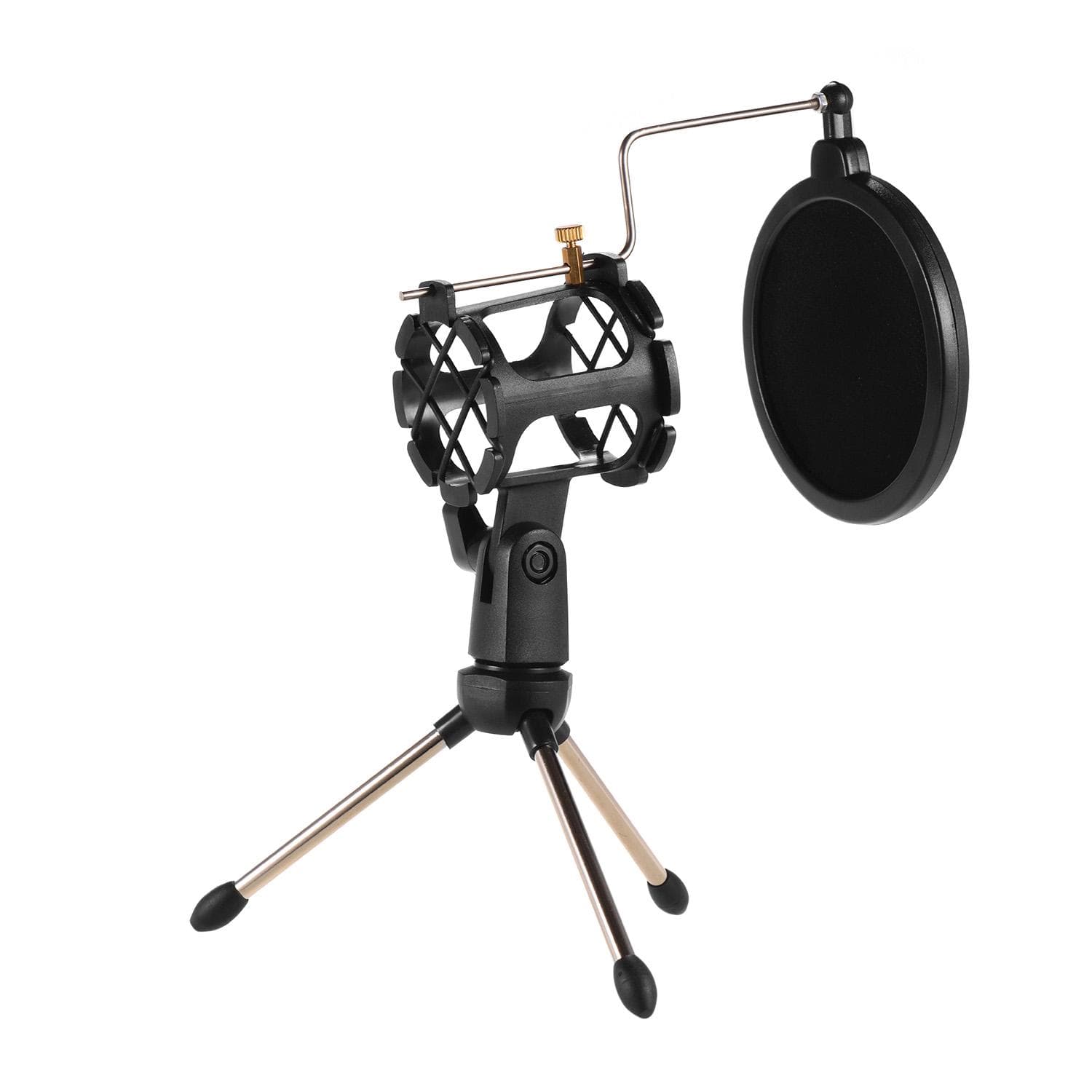 Mini Desktop Microphone Stand + Shock Mount Mic Holder + Pop Filter Kit for black