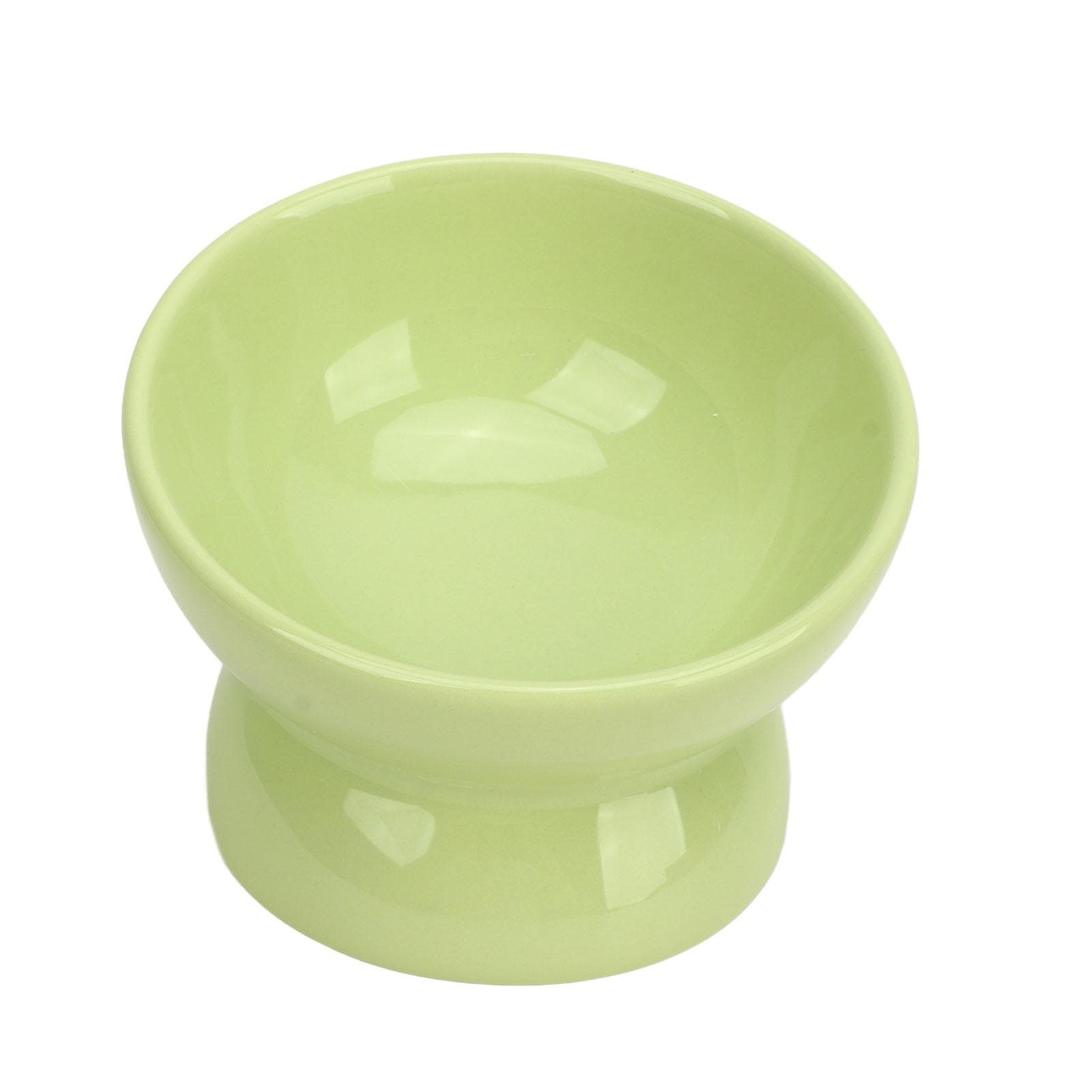 Ceramic Raised Cat Bowls Tilted Elevated Food Water Bowls Protect Pets Cervical Slip Proof for Cat green