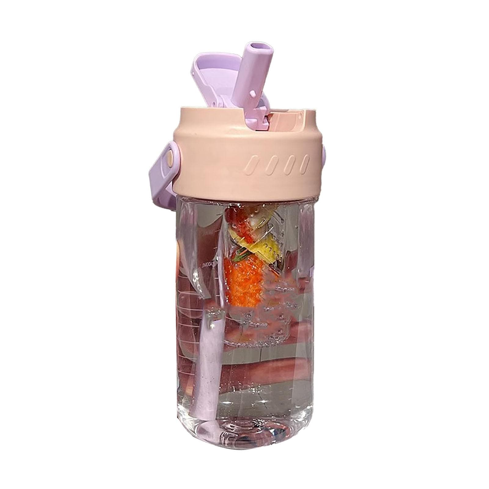 Straw Water Bottle Built in Tea Strainer with Handle PC 700ml Beautiful Cute Straw Bottle for Girls Pink
