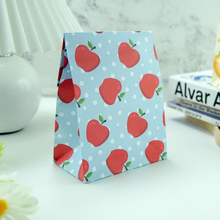 10pcs Colorful Fruit Pattern Packaging Bags Gift Packaging DIY Baking Dim Sum Bags Flat Mouth Storage Bags apple