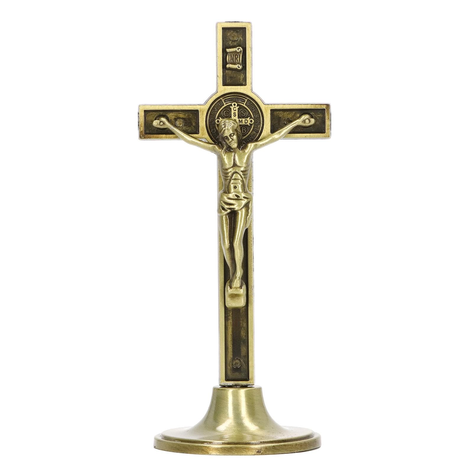 Catholic Cross Hand Made Zinc Alloy Metal Vertical Catholic Crucifix Wall Cross with Removable Base