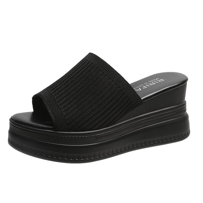 Red White Slippers Wedge Heels Women's Sandals Platform Wedding Shoes Ladies Summer Beach Sandals Casual Luxury Designer Outside 38 black