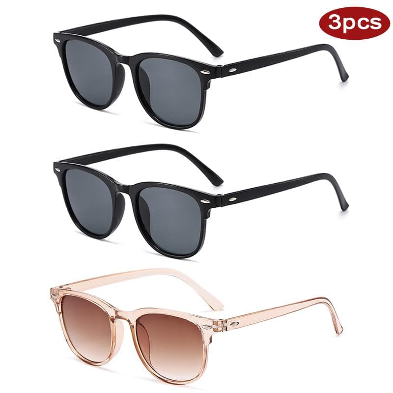 Trendy Female Square Frame Sun Glasses 3pcs UV400 Protective Eyewear Multi Color Gradient Lens Design