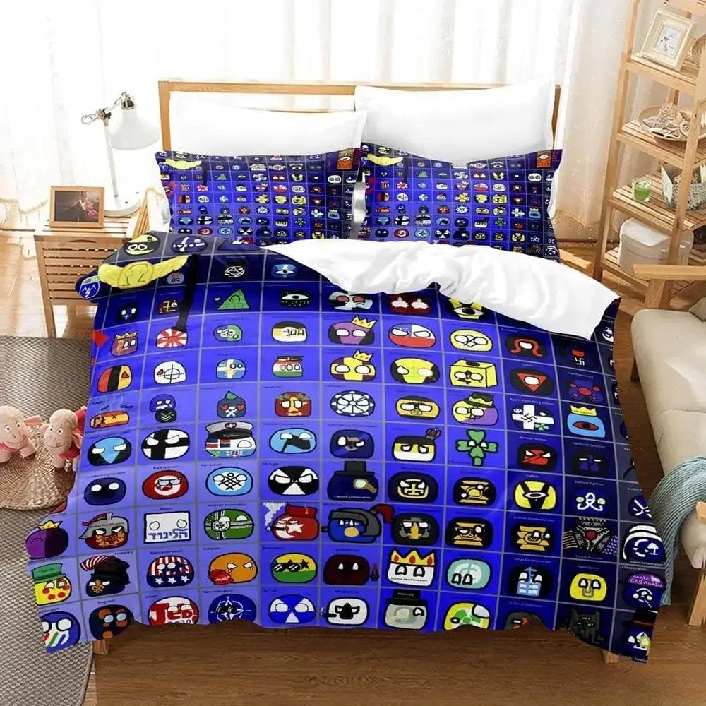 New Countryball Polandballs Bedding Set Single Twin Full Queen King Size Bed Set Aldult Kid Bedroom Duvet cover Sets 3D Anime EU Single 135x200cm