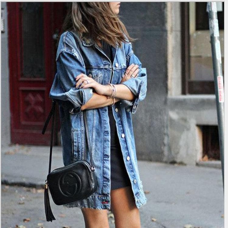 New Fashion Summer Women Denim Jacket Fashion Oversize Casual Long Coat XXXXXL dark blue